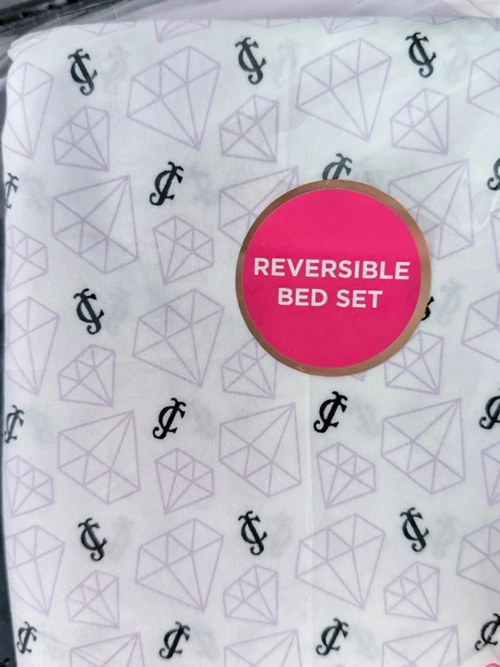 Juicy Couture Queen Reversible Bedding Set 8 Piece Comforter Sheet Set Glam